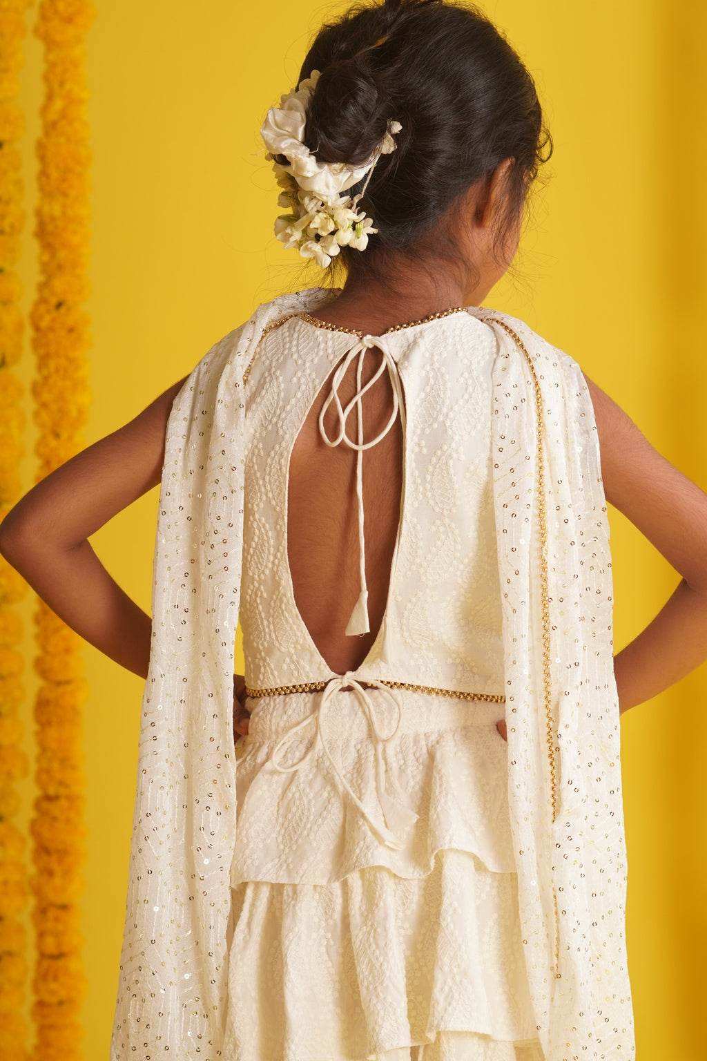Navya Off White - Lehenga and Dupatta Set - Monk & Mei
