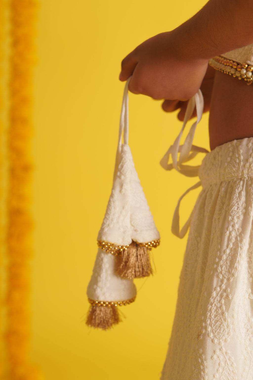 Diya Off White - Lehenga and Dupatta Set - Monk & Mei