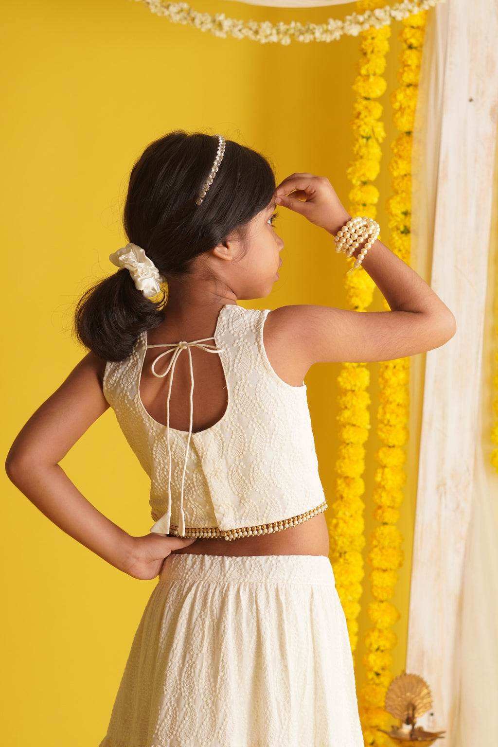Diya Off White - Lehenga and Dupatta Set - Monk & Mei