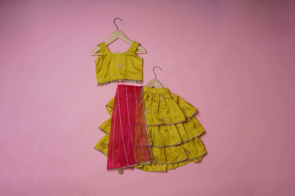 Anvi Pink - Lehenga and Dupatta Set - Monk & Mei