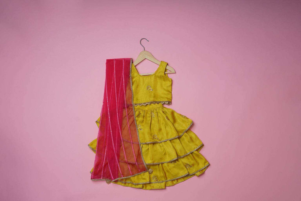 Anvi Pink - Lehenga and Dupatta Set - Monk & Mei