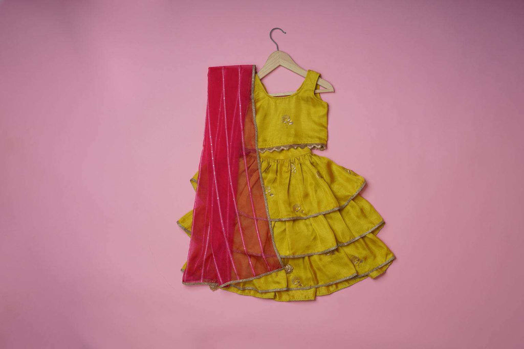 Anvi Pink - Lehenga and Dupatta Set - Monk & Mei