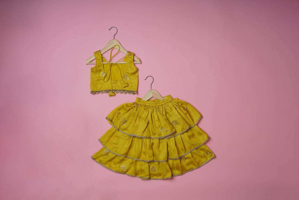 Anvi Yellow - Lehenga and Dupatta Set - Monk & Mei