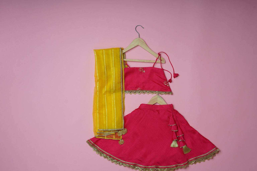 Anaya Yellow - Lehenga and Dupatta Set - Monk & Mei