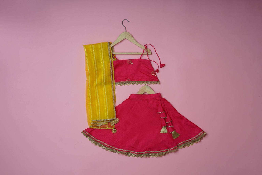 Anaya Yellow - Lehenga and Dupatta Set - Monk & Mei