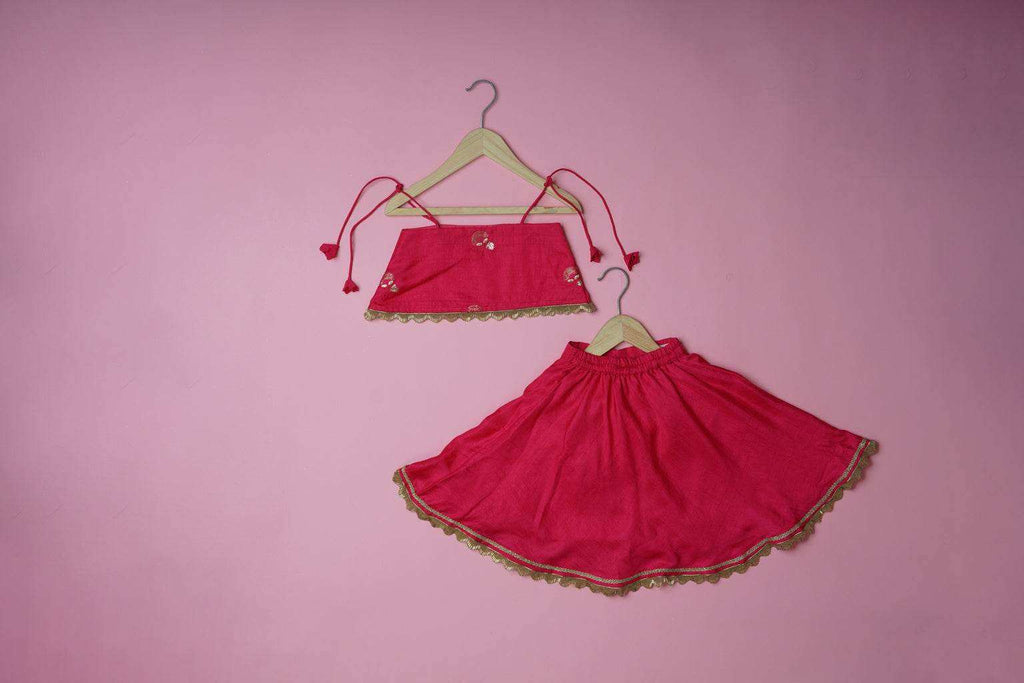 Kumudini Pink - Lehenga and Dupatta Set - Monk & Mei