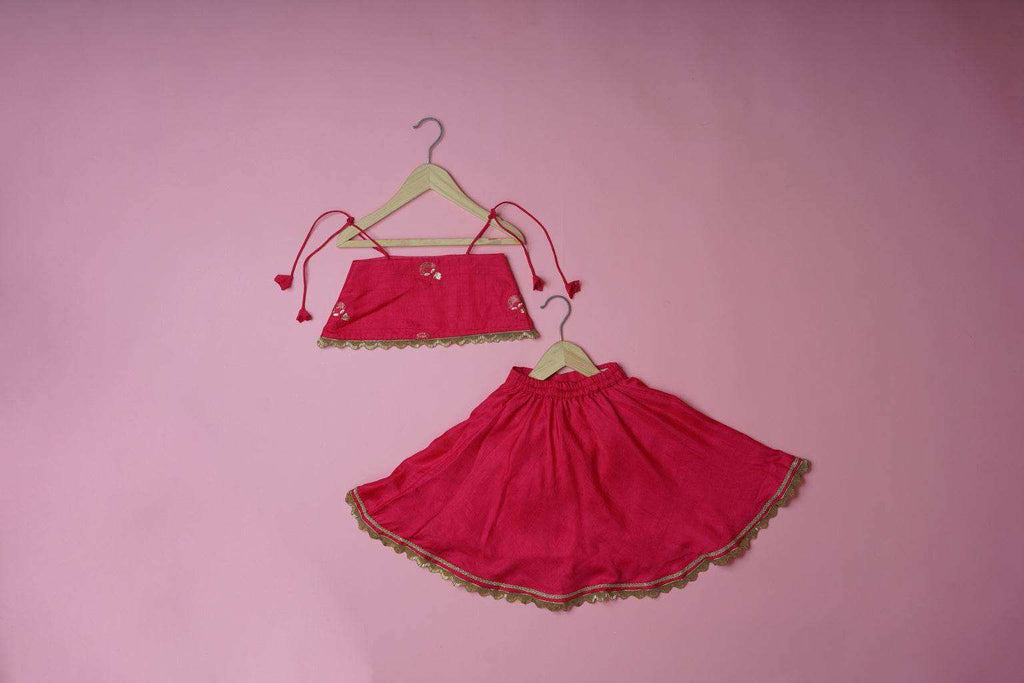 Kumudini Pink - Lehenga and Dupatta Set - Monk & Mei