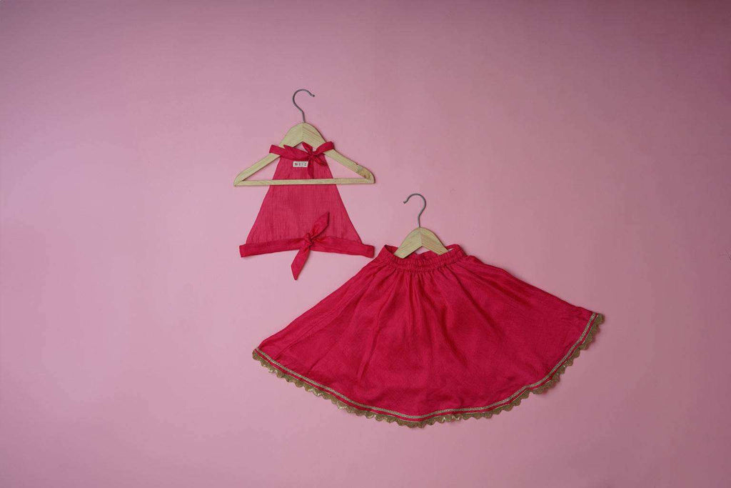 Jiya Pink - Lehenga and Dupatta Set - Monk & Mei