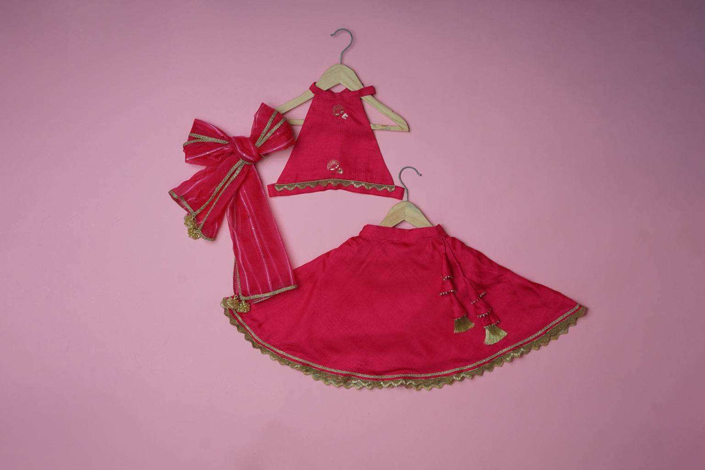 Jiya Pink - Lehenga and Dupatta Set - Monk & Mei
