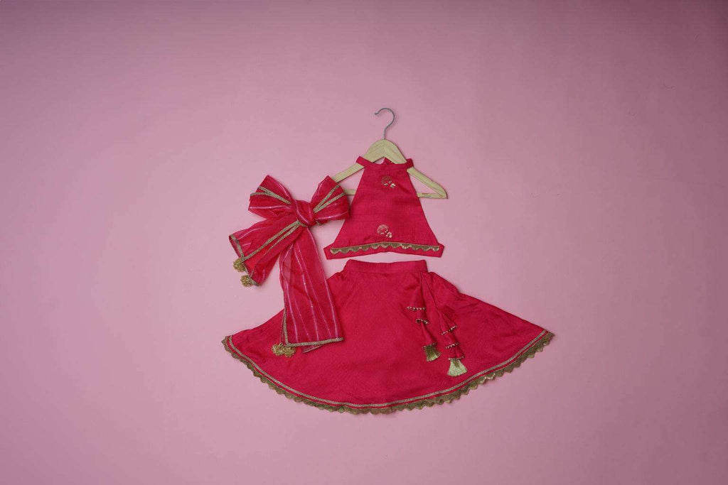 Jiya Pink - Lehenga and Dupatta Set - Monk & Mei