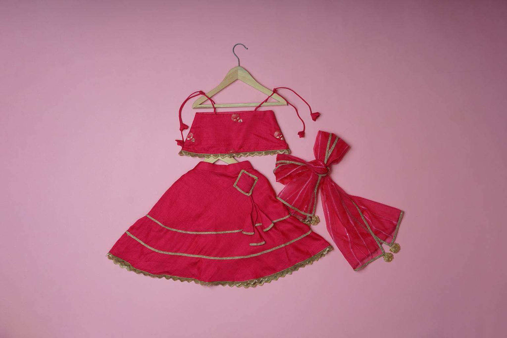 Myra Pink - Lehenga and Dupatta Set - Monk & Mei