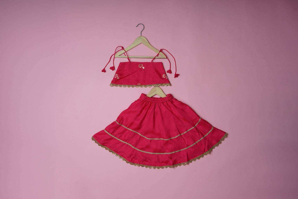 Myra Pink - Lehenga and Dupatta Set - Monk & Mei