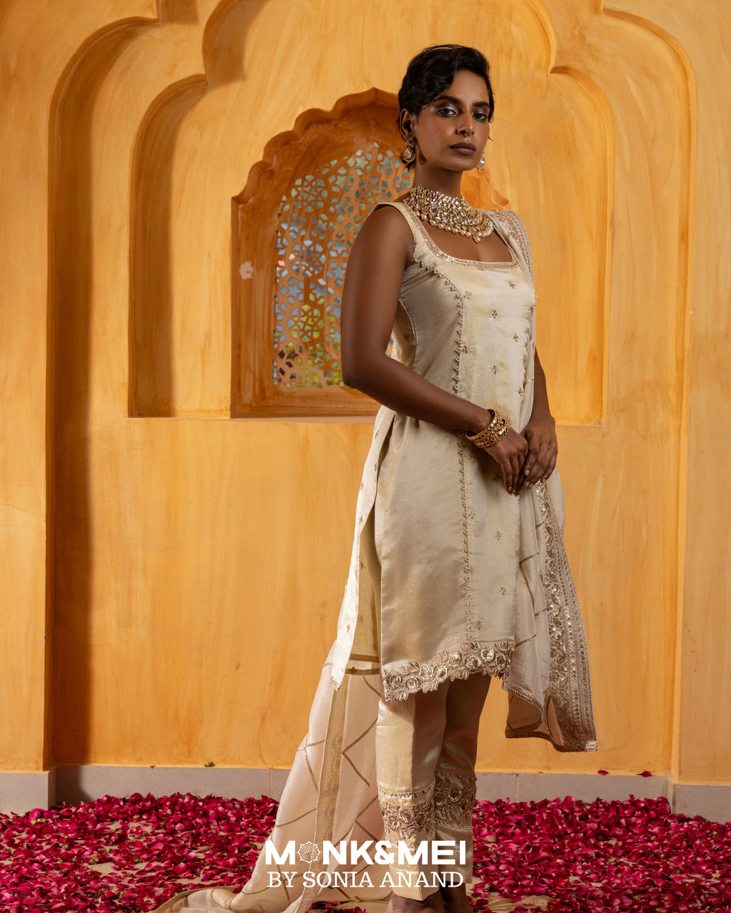 Kaaya- Straight Kurta, Pants and Dupatta - Blush Pink