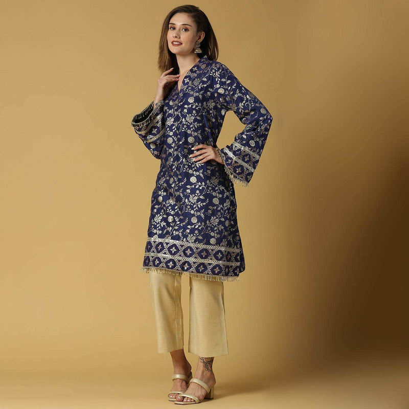 Kavya-Pakistani Kurta with gold pant-Deep Blue