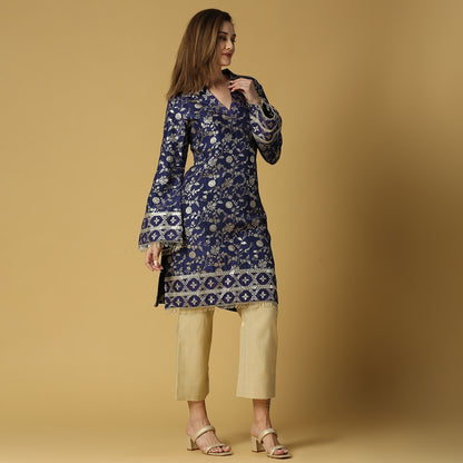 Kavya-Pakistani Kurta with gold pant-Deep Blue