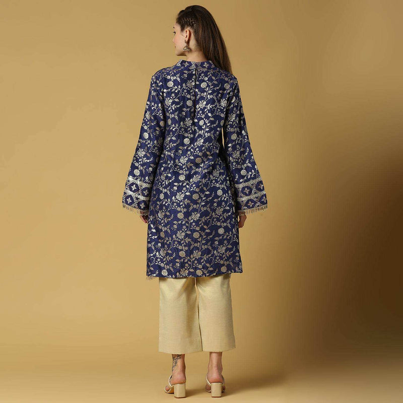 Kavya-Pakistani Kurta with gold pant-Deep Blue