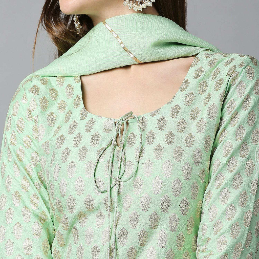 Kumudini- Kurta, Sharara & Dupatta - Pista Green - Monk & Mei