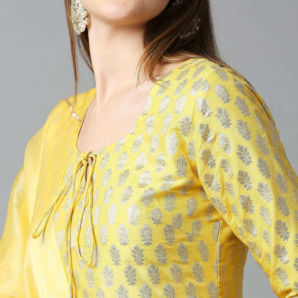 Kumudini- Kurta, Sharara & Dupatta - Yellow - Monk & Mei