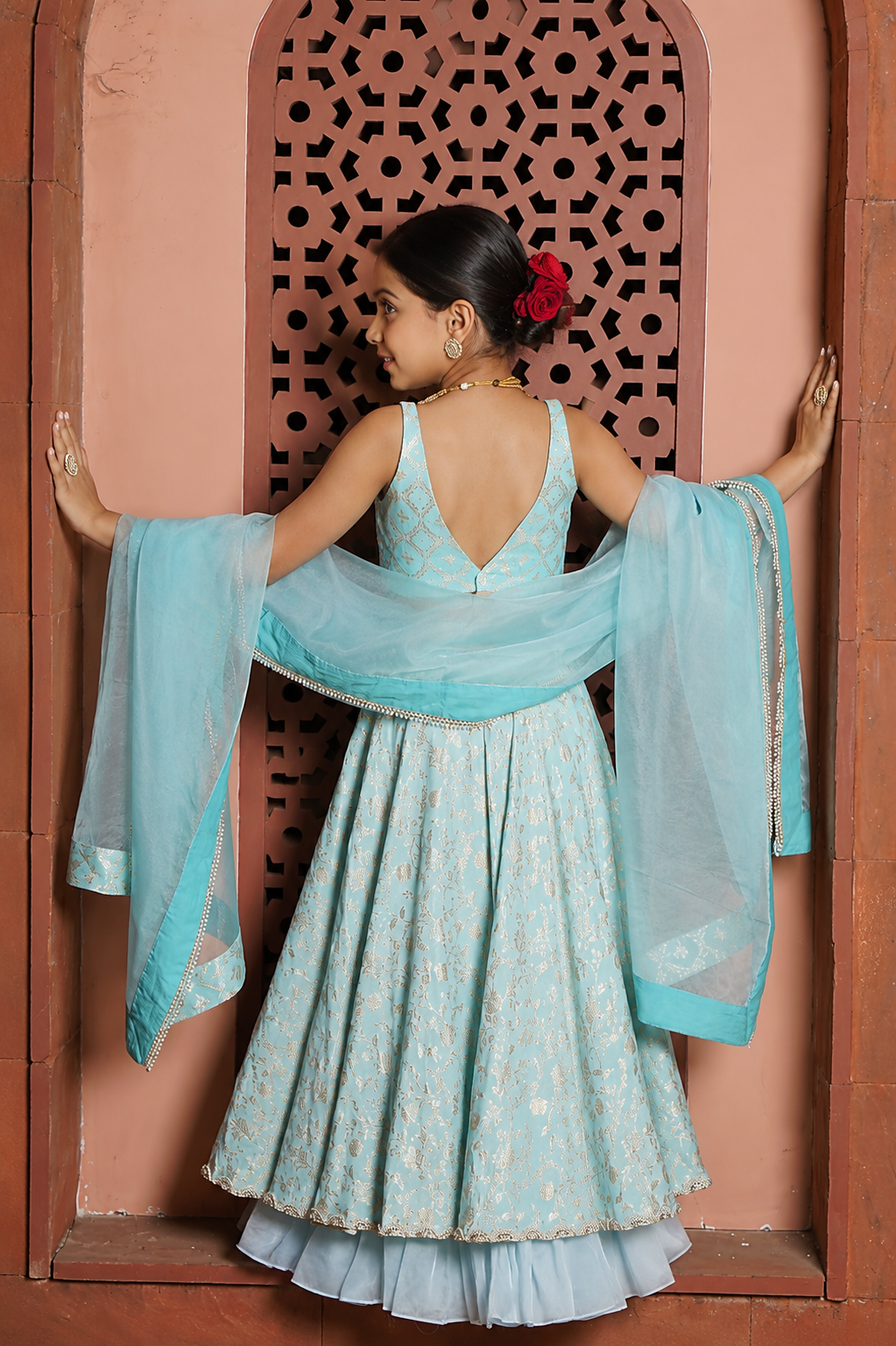 Chandini- Brocade Lehenga Set - Powder Blue