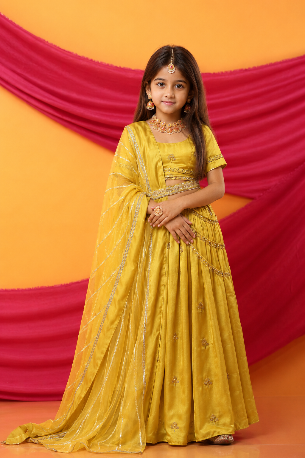 Gulkari Lehenga Blouse Set-Canary Yellow