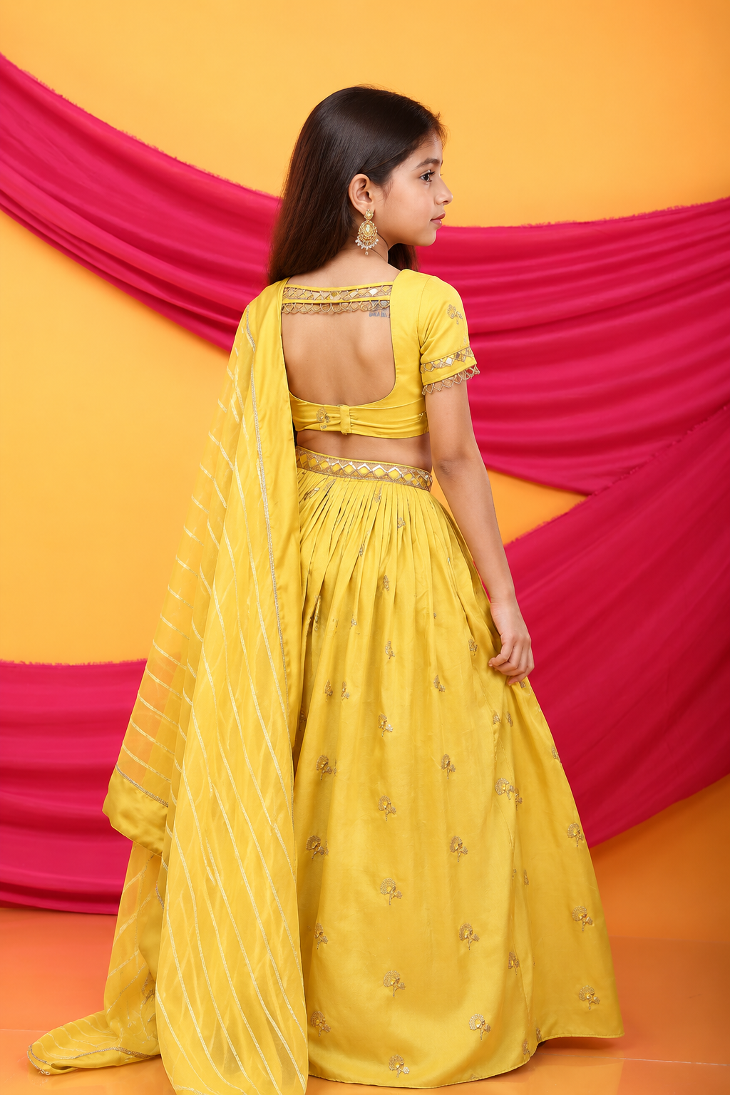 Gulkari Lehenga Blouse Set-Canary Yellow