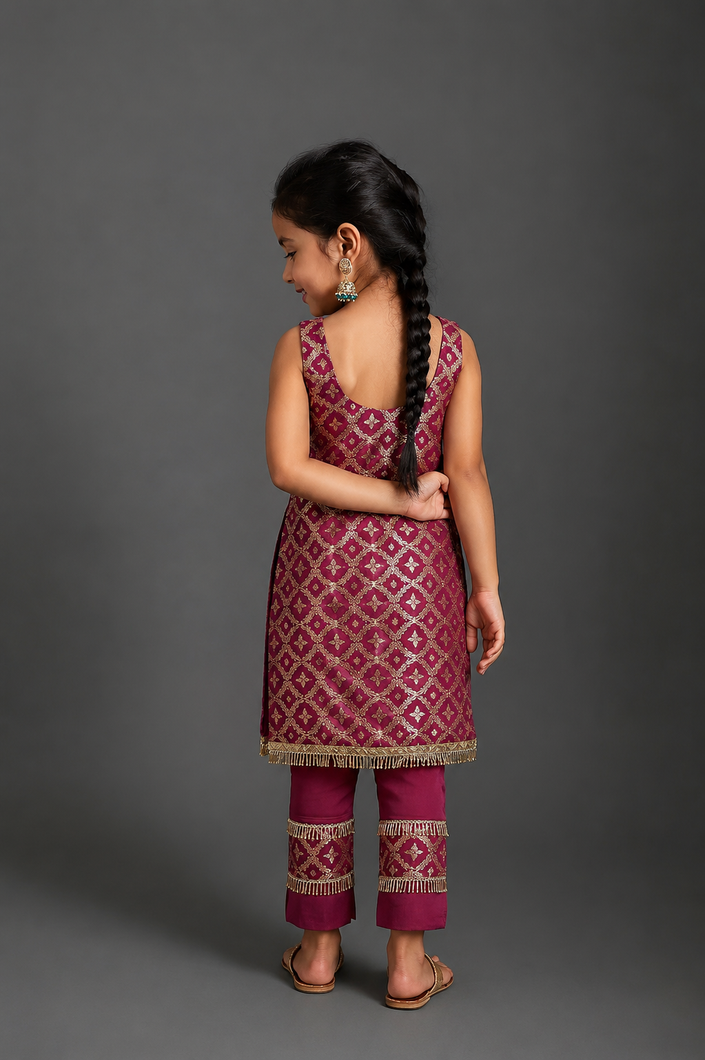 Kala-Sleeveless Kurta Set-Plum Purple - Plum Purple