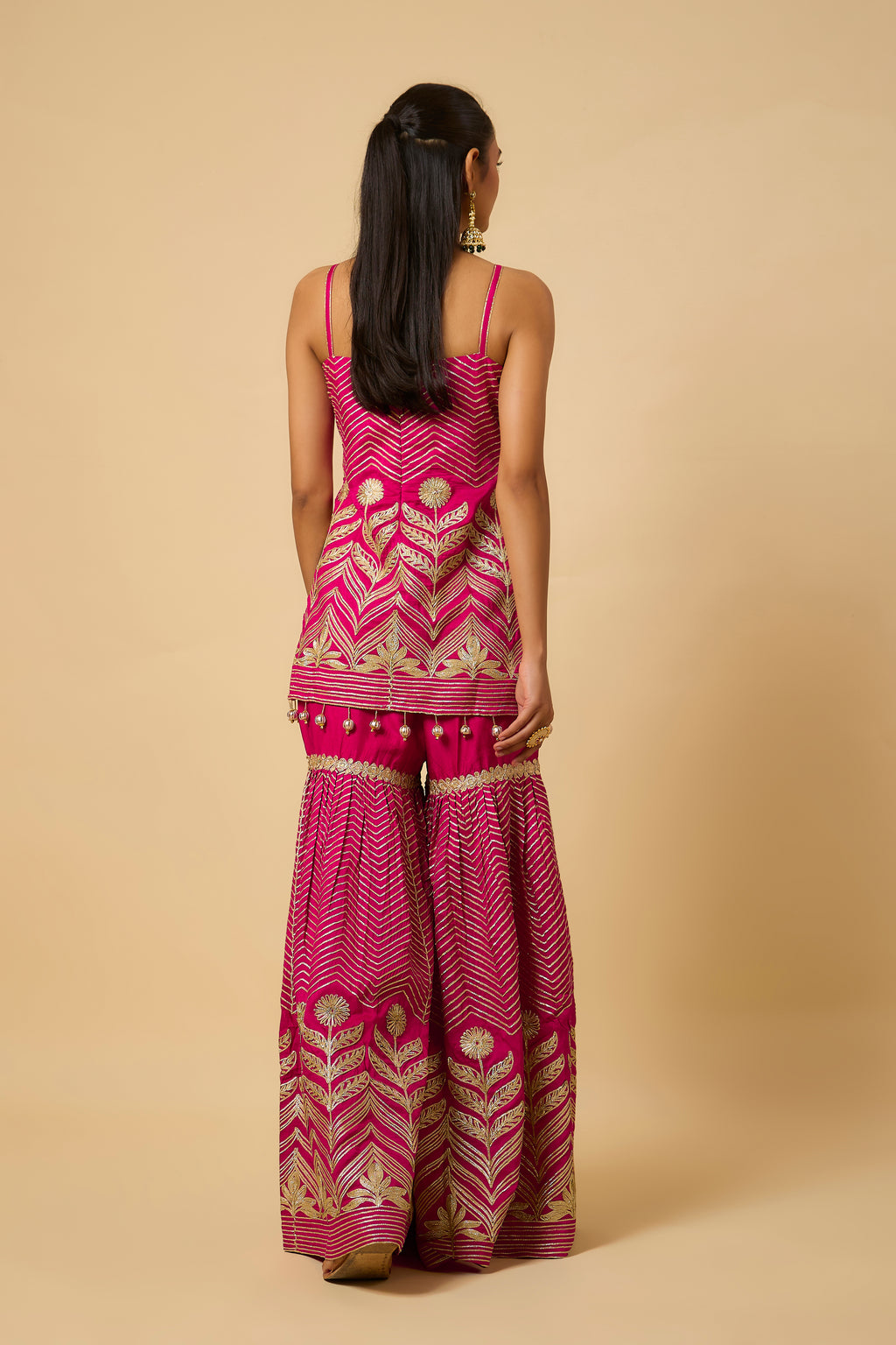 Zehnaseeb - Kurta, Pant and Dupatta - Fuschia Pink