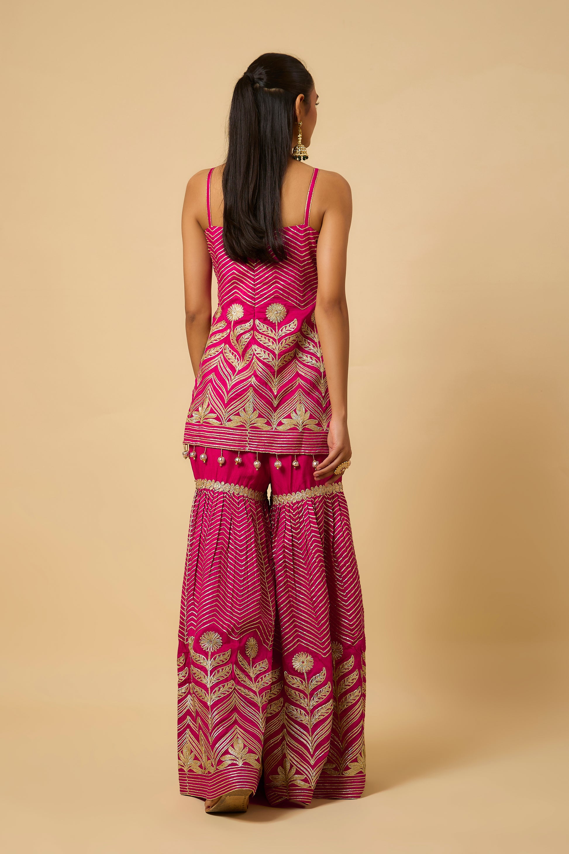 Zehnaseeb - Kurta, Pant and Dupatta - Fuschia Pink