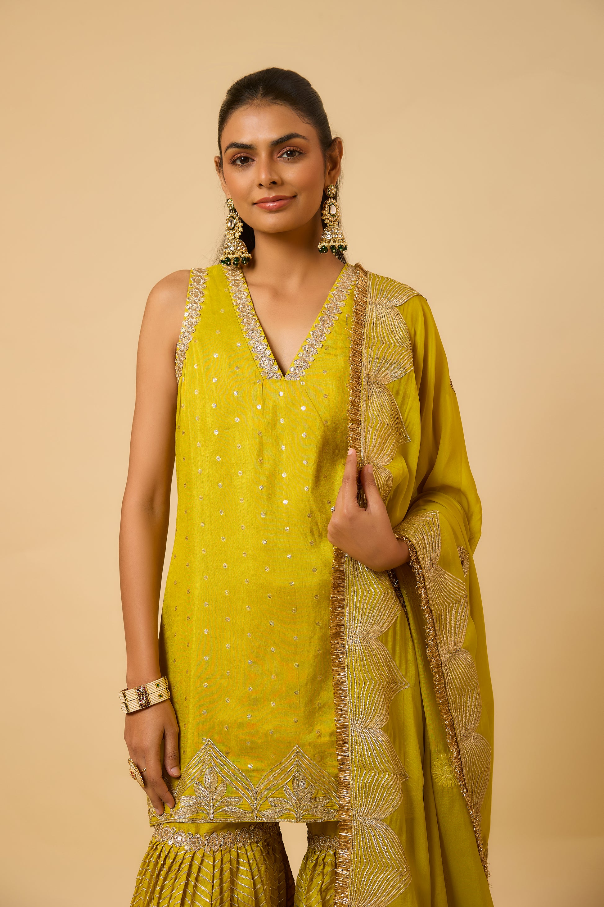 Nooraniyah -Kurta, Pant and Dupatta - Mustard Yellow