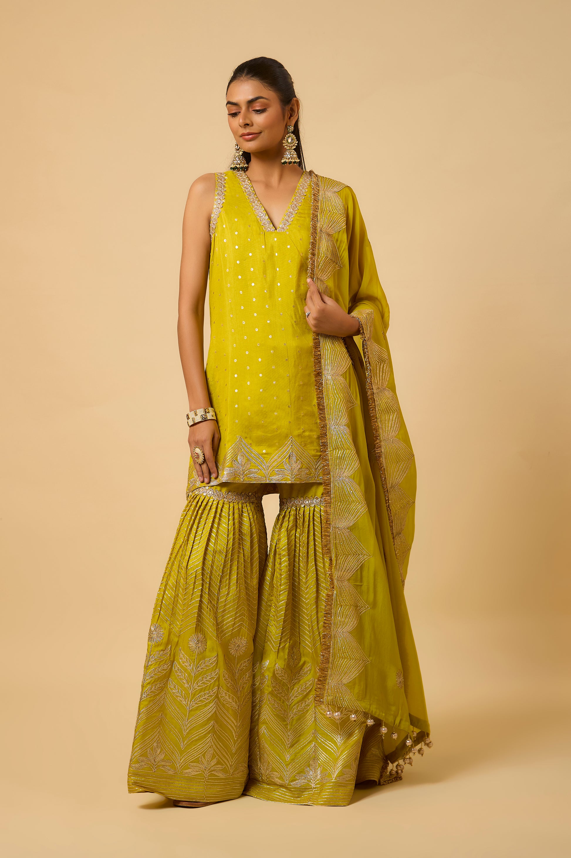 Nooraniyah -Kurta, Pant and Dupatta - Mustard Yellow