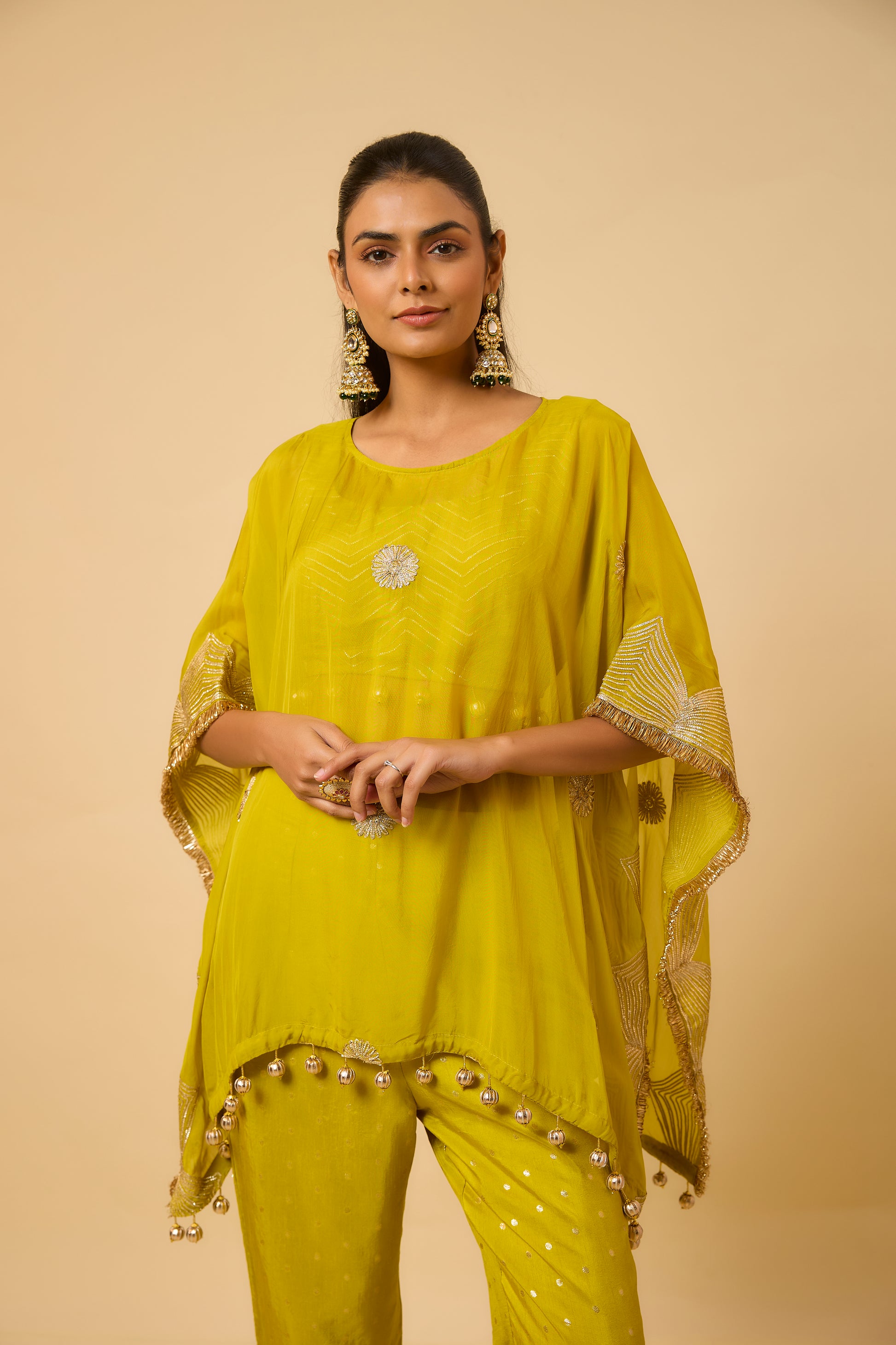 Dilruba - Cape, Pants and Blouse - Mustard Yellow