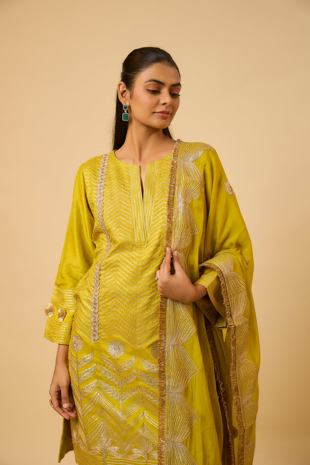 Nawabzadi - Kurta, Pant and Dupatta - Mustard Yellow