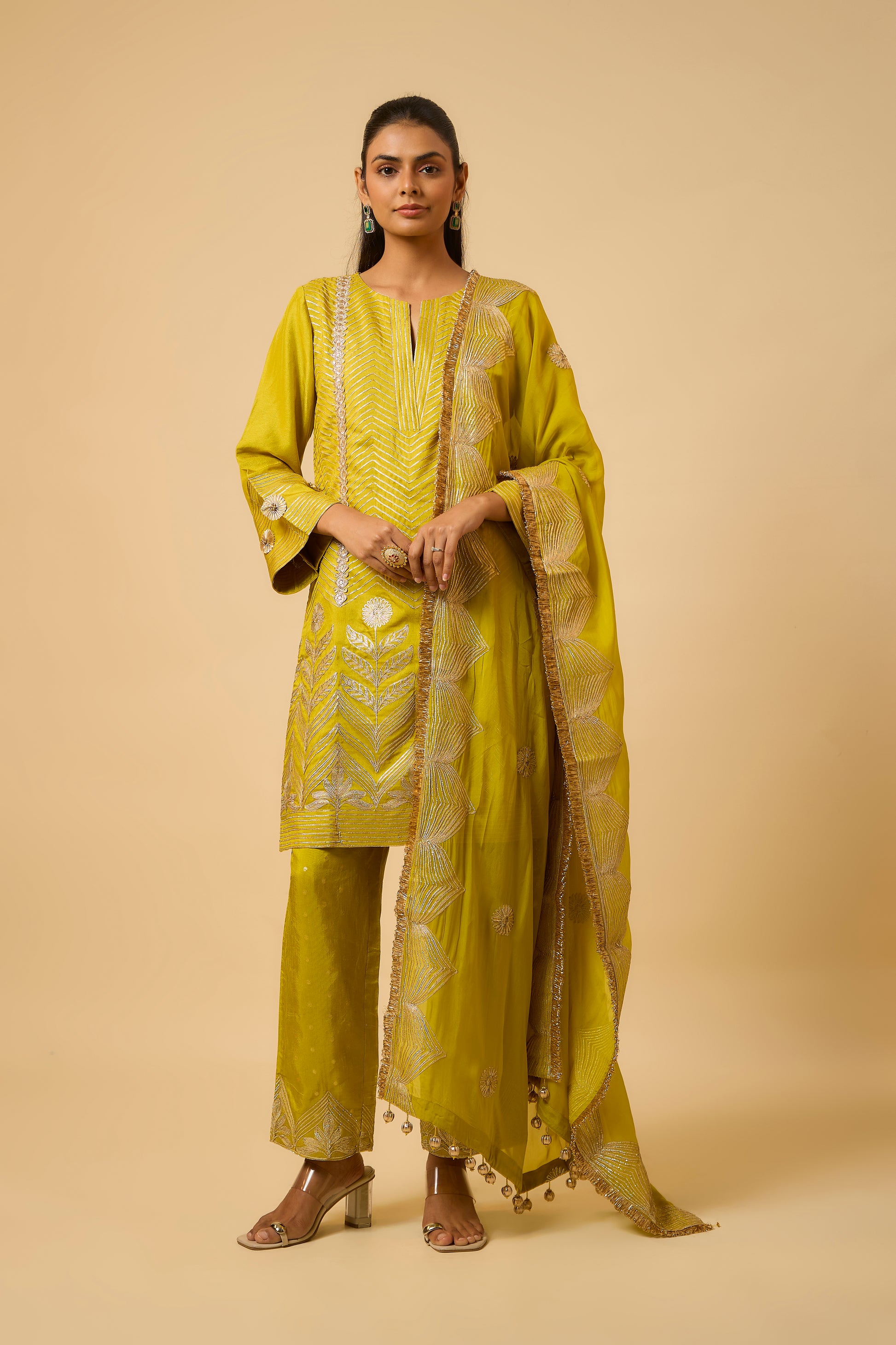 Nawabzadi - Kurta, Pant and Dupatta - Mustard Yellow