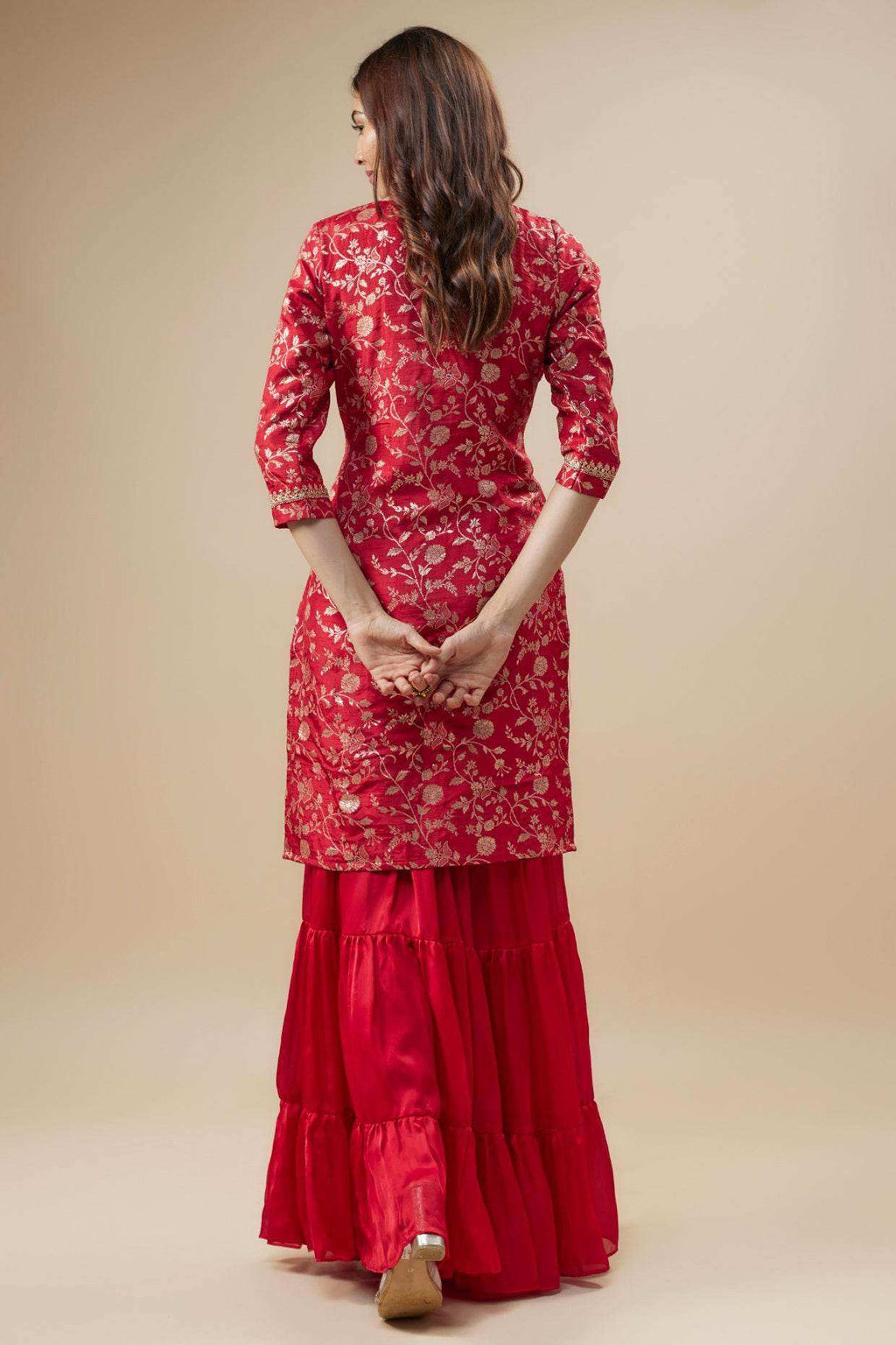 MAYSA Kurta, Silk Satin Sharara and Dupatta - Monk & Mei
