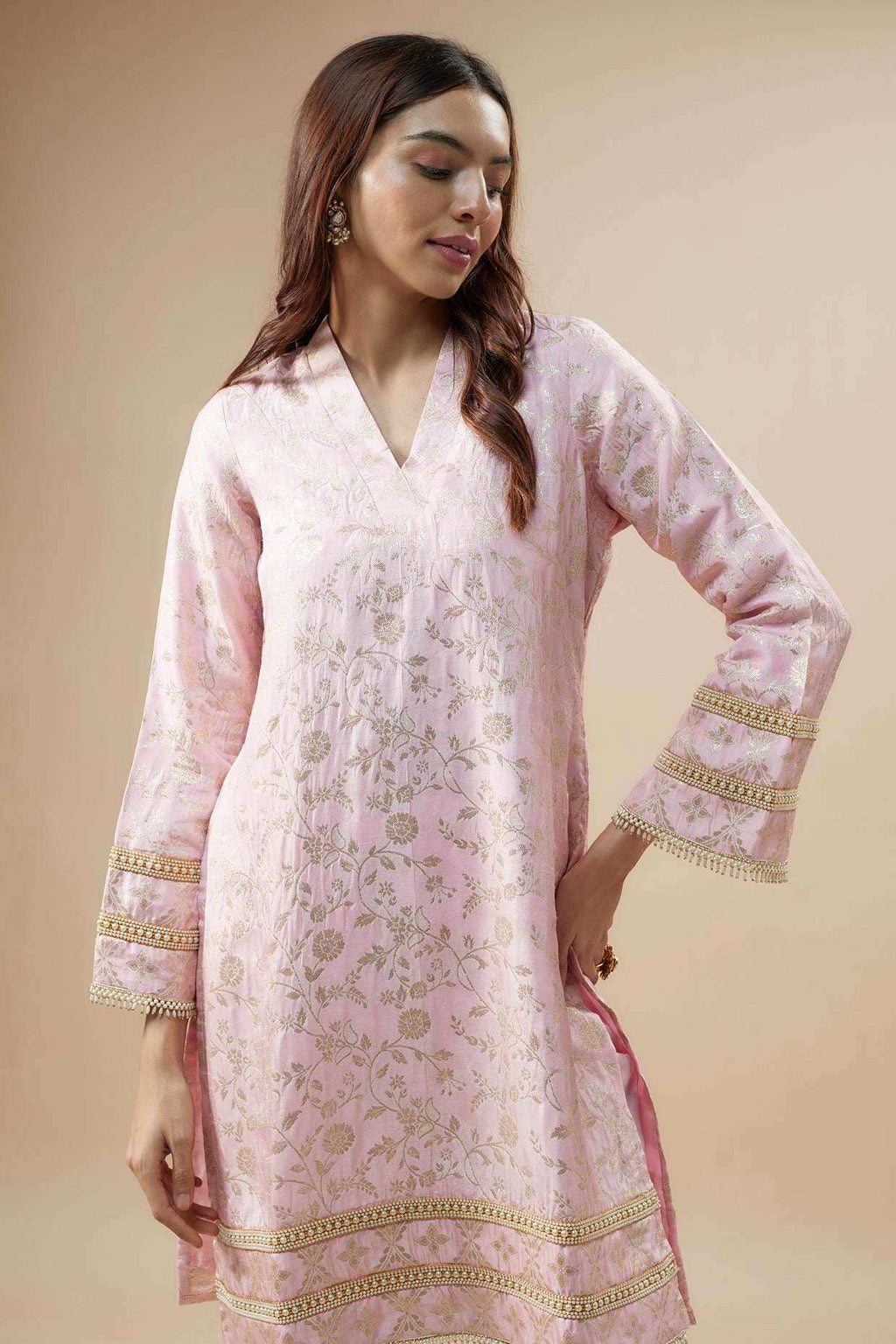 MEENA Pakistani Kurta and Pant set-Blush Pink - Monk & Mei