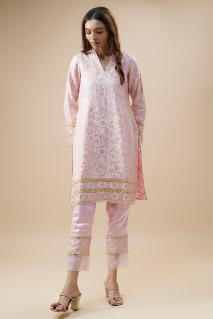 MEENA Pakistani Kurta and Pant set-Blush Pink