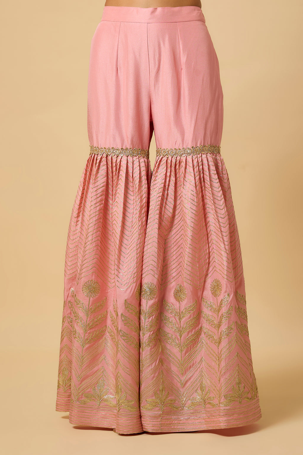 Gulbadan - Sharara, kurta & Dupatta - Salmon Pink