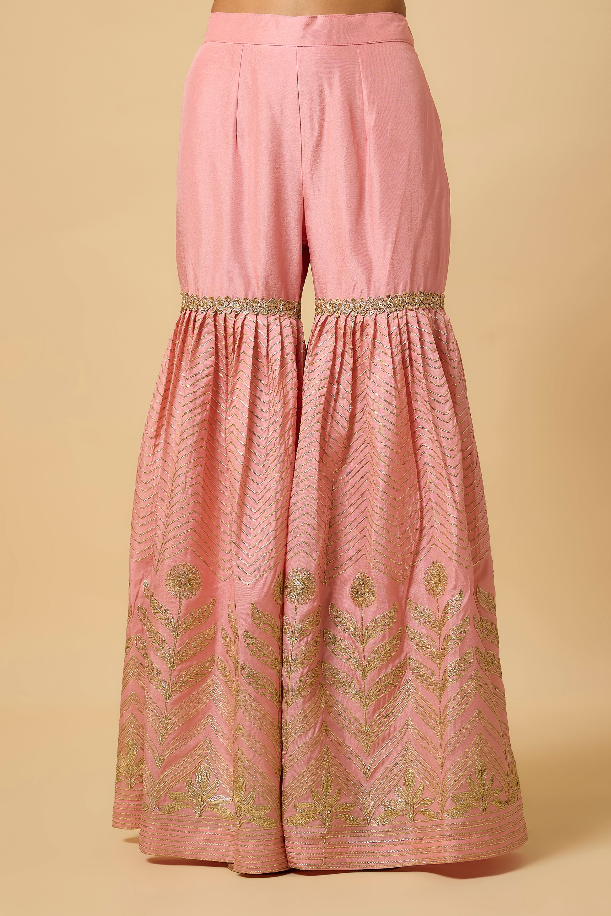 Gulbadan - Sharara, kurta & Dupatta - Salmon Pink