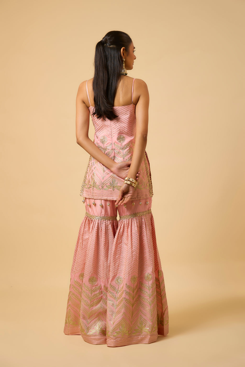 Zehnaseeb - Kurta, Pant and Dupatta - Salmon Pink