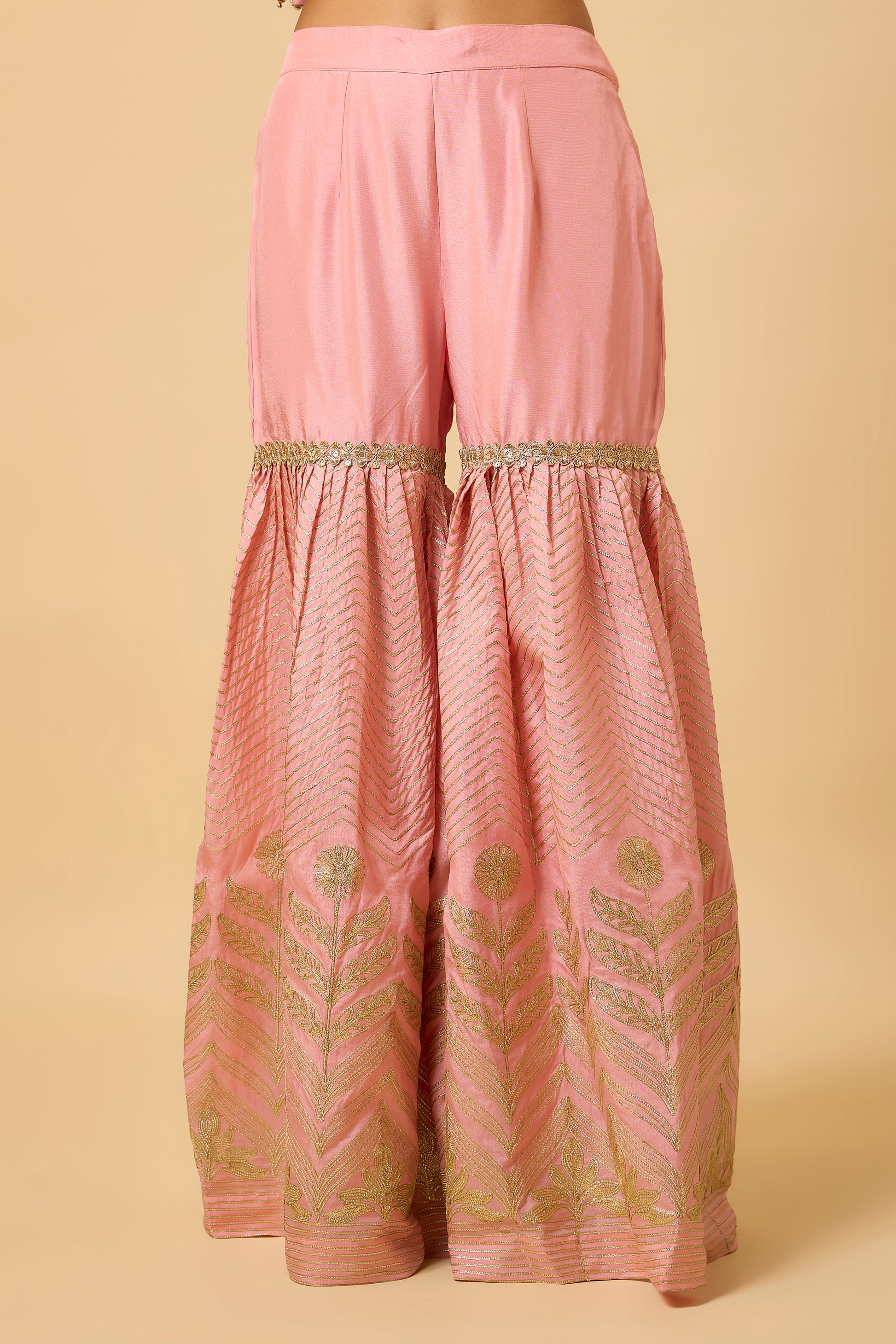 Zehnaseeb - Kurta, Pant and Dupatta - Salmon Pink