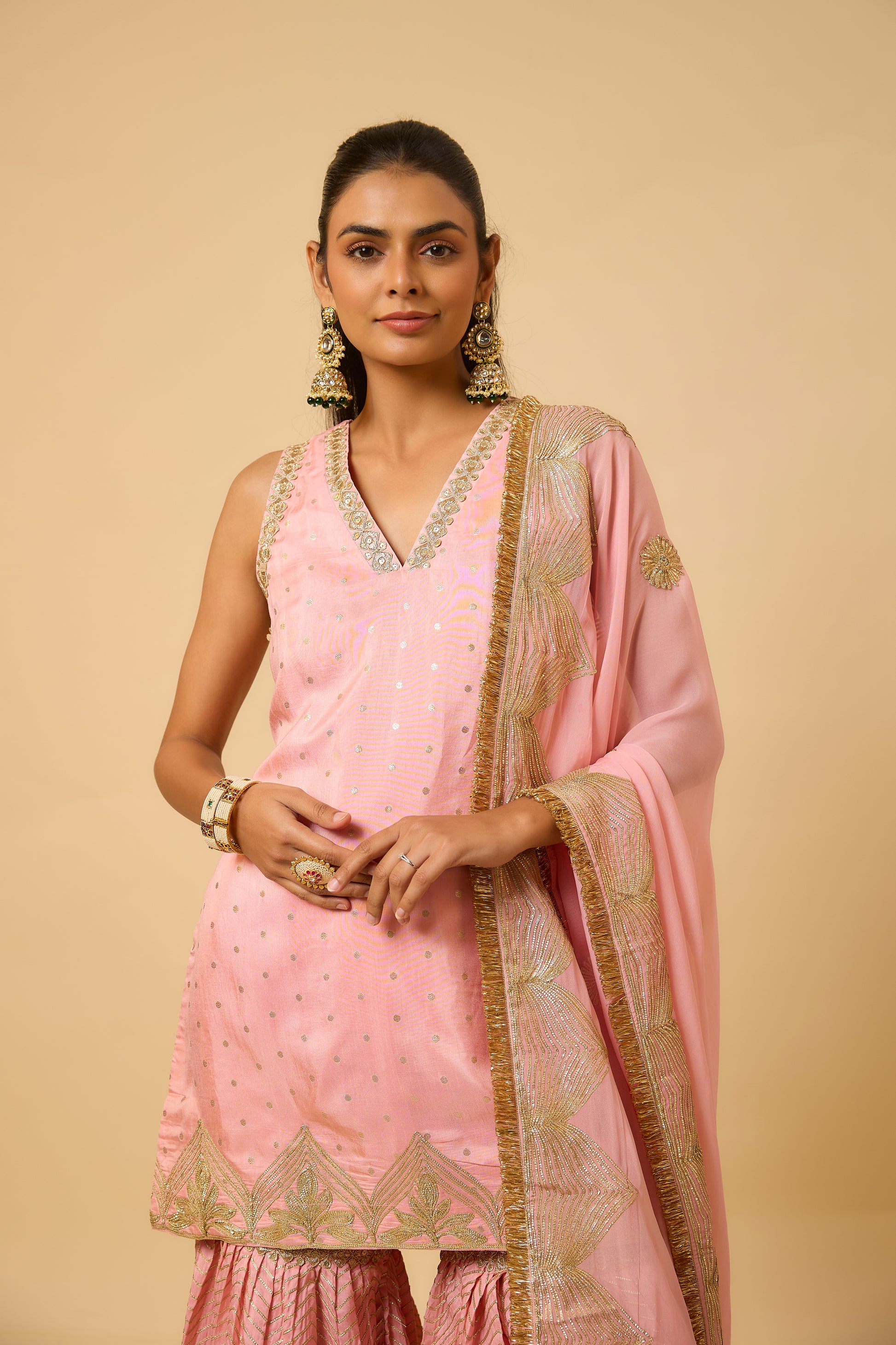 Nooraniyah -Kurta, Pant and Dupatta - Salmon Pink