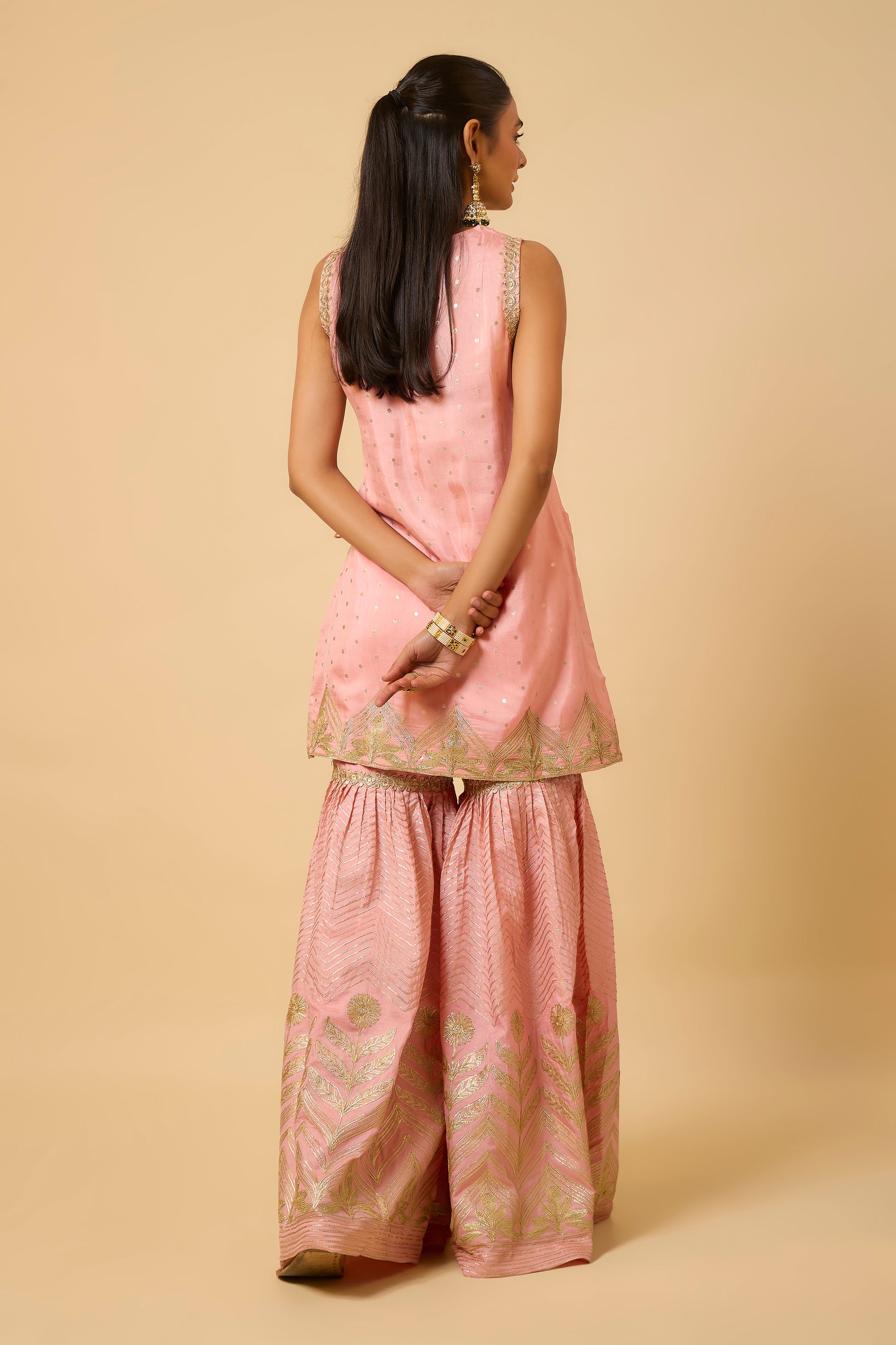 Nooraniyah -Kurta, Pant and Dupatta - Salmon Pink