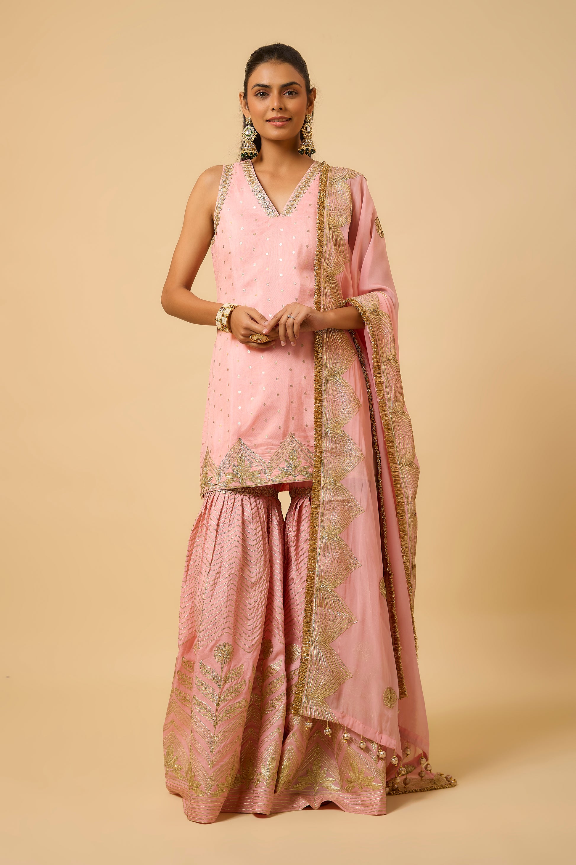 Nooraniyah -Kurta, Pant and Dupatta - Salmon Pink
