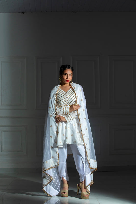 Ashen Dhoti Set Ivory White