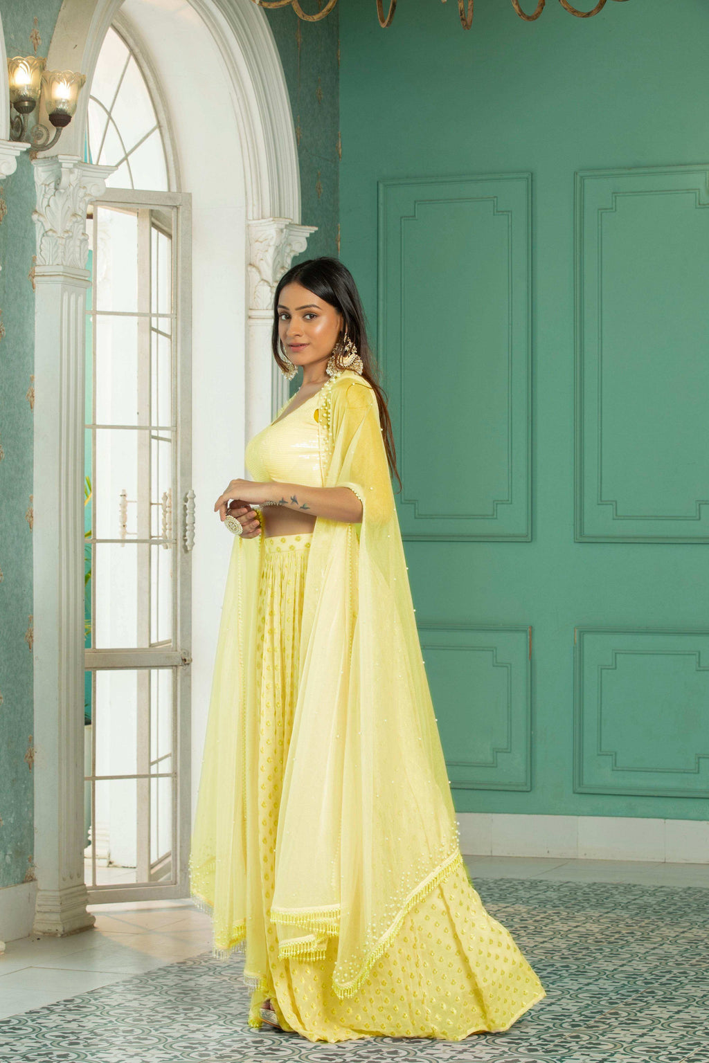 OPAL - Cape - Sharara Set - Sunshine Yellow - Monk & Mei