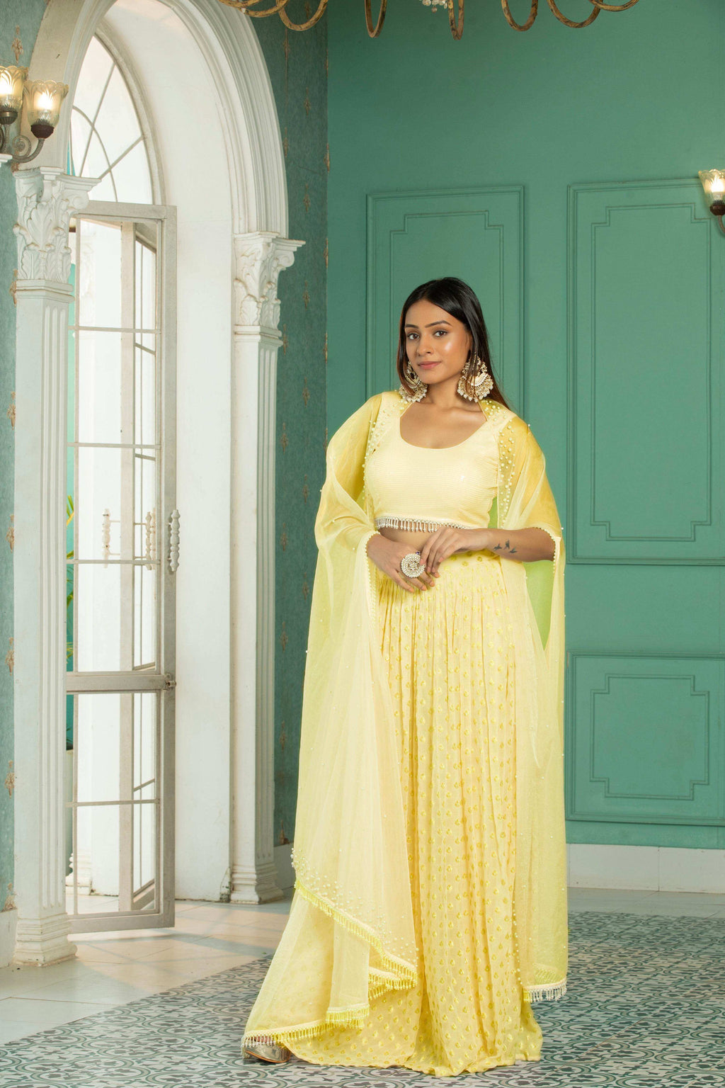 OPAL - Cape - Sharara Set - Sunshine Yellow - Monk & Mei