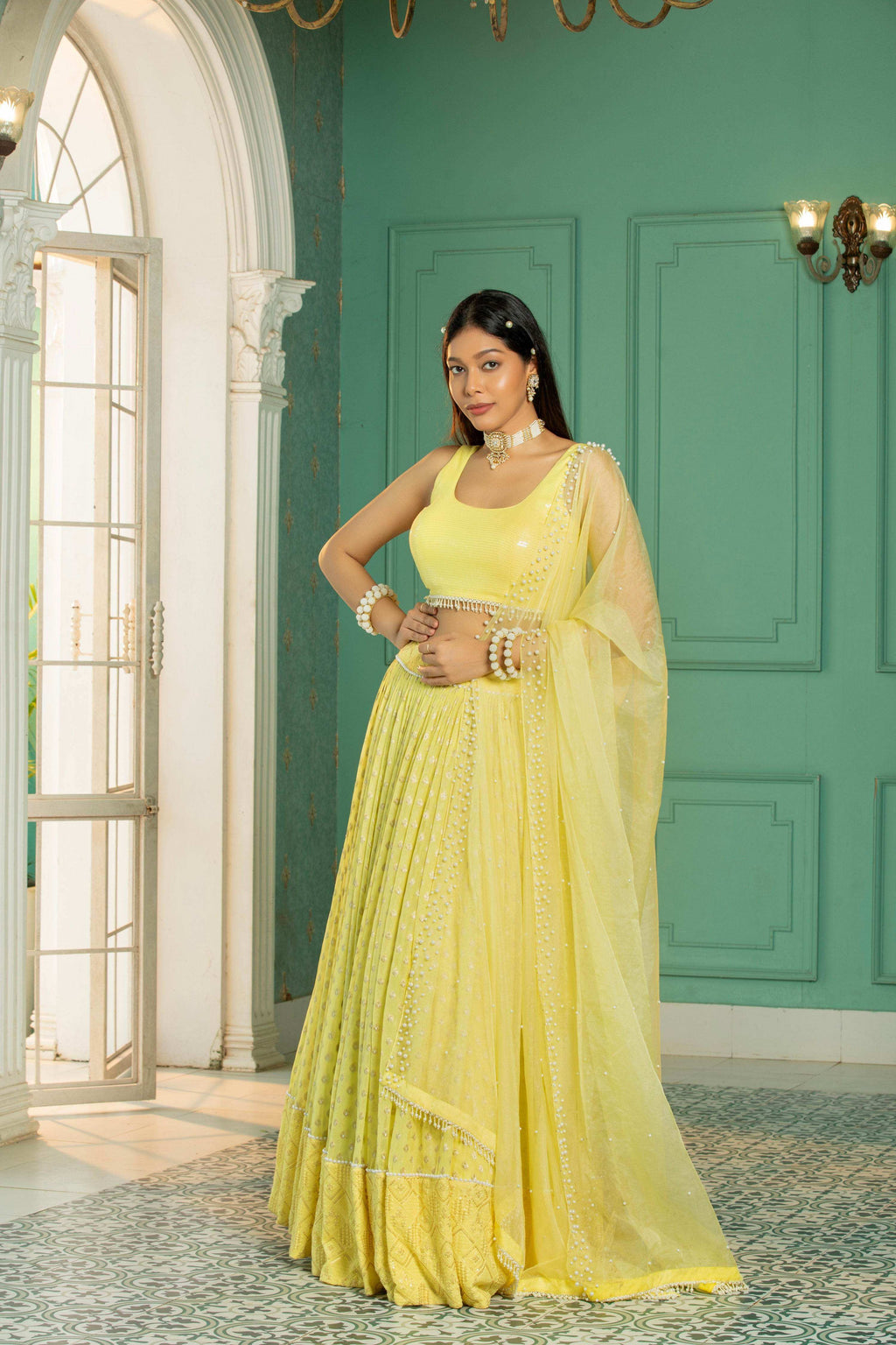 CORAL - Lehenga Set -Sunshine Yellow - Monk & Mei