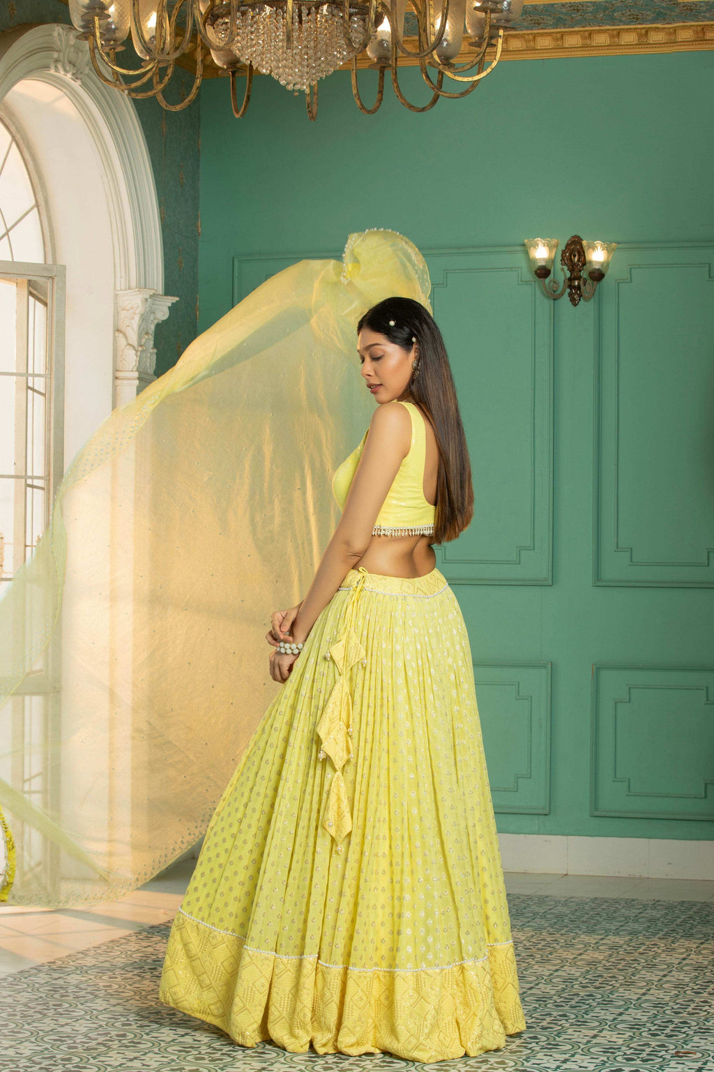 CORAL - Lehenga Set -Sunshine Yellow - Monk & Mei