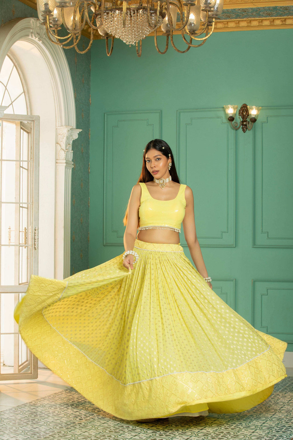 CORAL - Lehenga Set -Sunshine Yellow - Monk & Mei