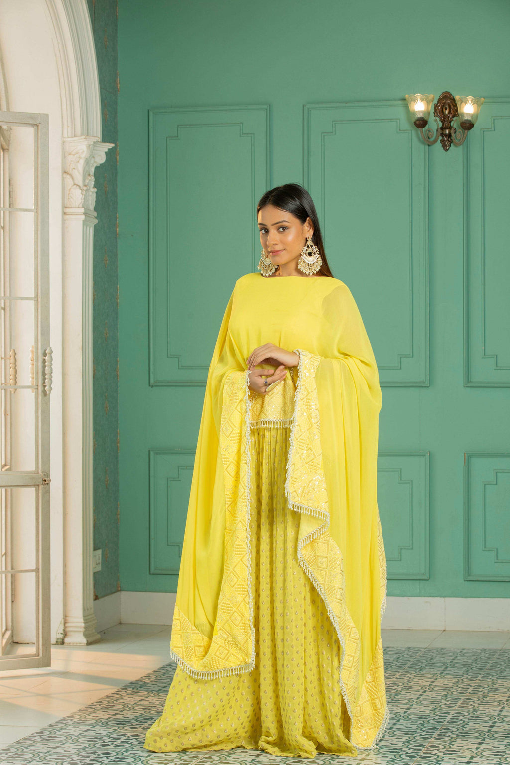 RUBY- Cape - Sharara Set - Sunshine Yellow - Monk & Mei